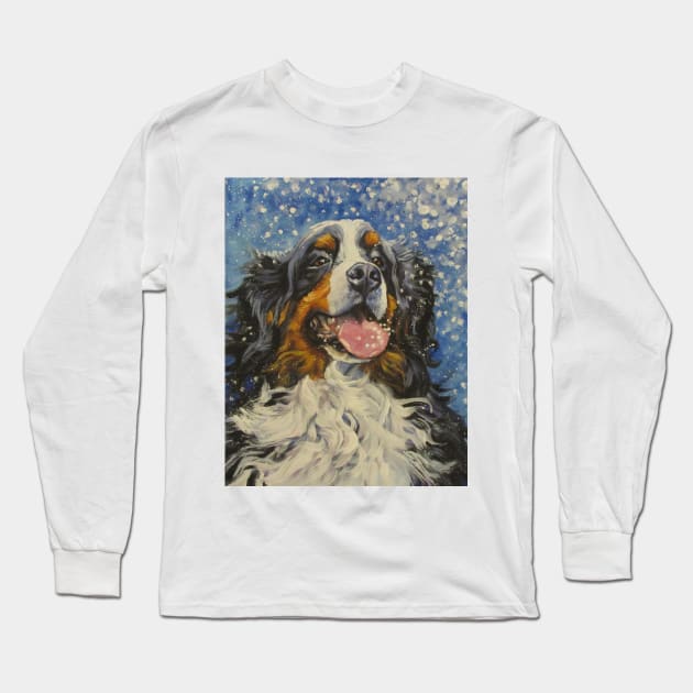 Bernese Mountain Dog Fine Art Painting Long Sleeve T-Shirt by LASHEPARD